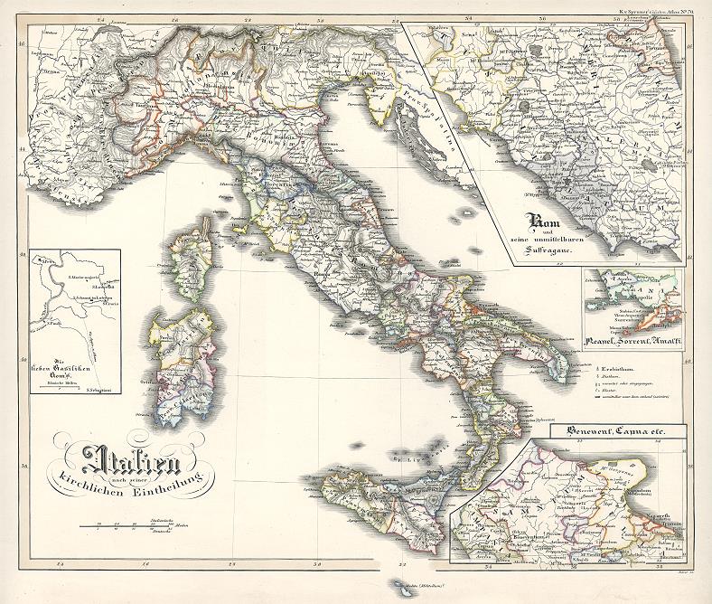 Italy, after the Reformation, Spruner's Historical Atlas, 1846