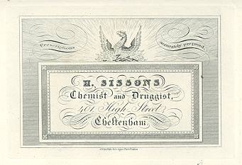 Cheltenham, Trade Advert, H.Sissons, Chemist, Griffiths, 1826