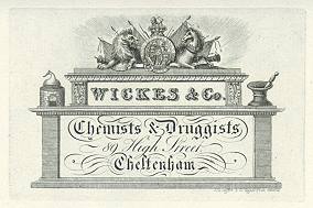 Cheltenham, Trade Advert, Wickes Chemists, 1826
