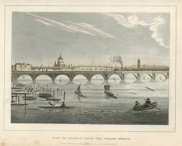 London from the Strand Bridge, 1820