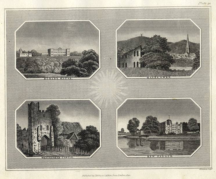 Burley House, Halesowen, Mettingham Castle & Kew Palace, 1819