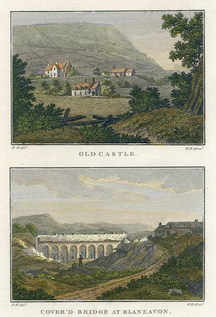 Wales, Monmouthshire, Old Castle & Bleanavon Bridge, 1800