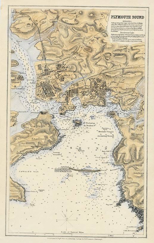 Devon, Plymouth Sound chart, 1858