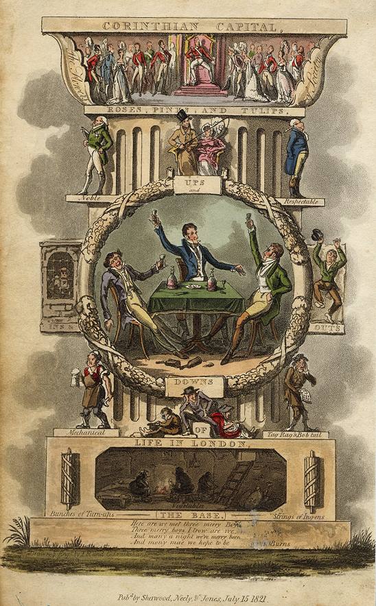 Life in London frontispiece, Cruickshank, 1821