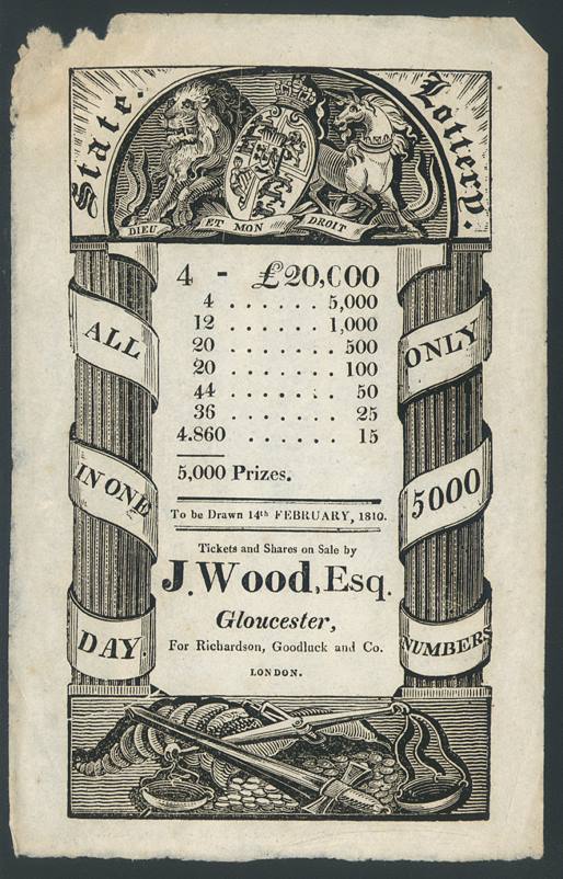 Lottery Advert by J.Wood of Gloucester, 1810