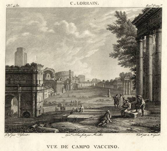 Italy, Rome, Campo Vaccino, after Claude Lorrain, 1814