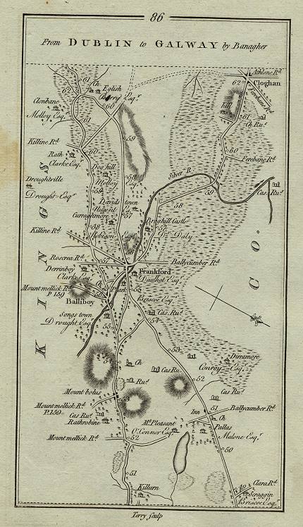 Ireland, route map with Balliboy, Frankford & Cloghan, 1783