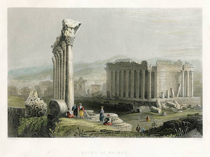 Lebanon, Baalbec ruins, 1837