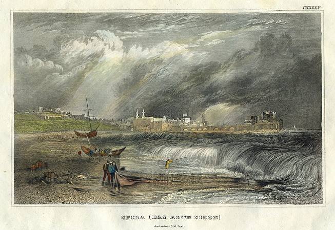 Lebanon, Sidon view, 1838