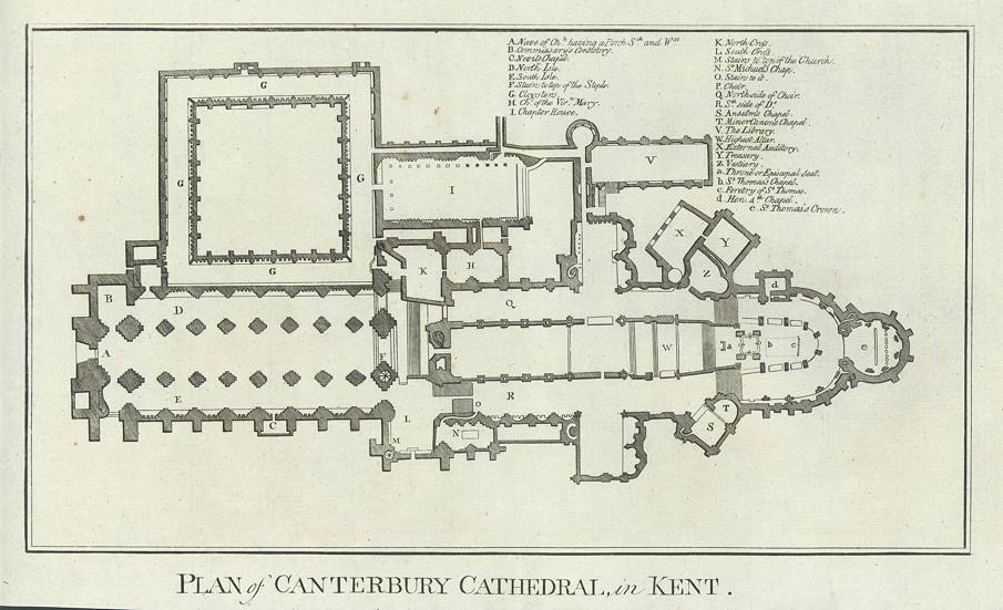 Kent, Plan of Canterbury Cathedral, 1786