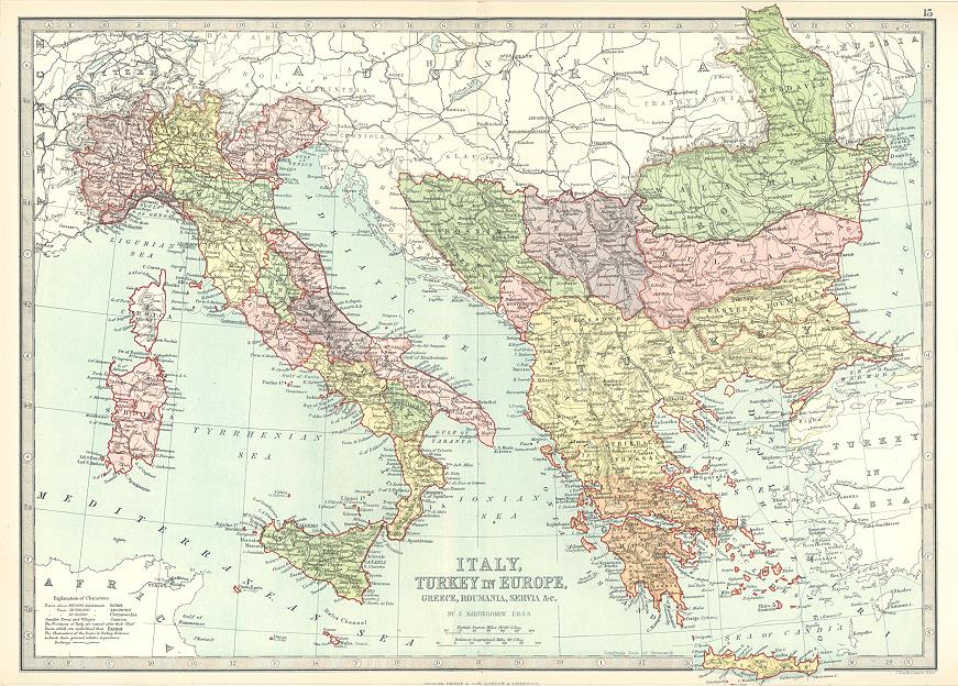 Italy, Greece & Balkans, 1885