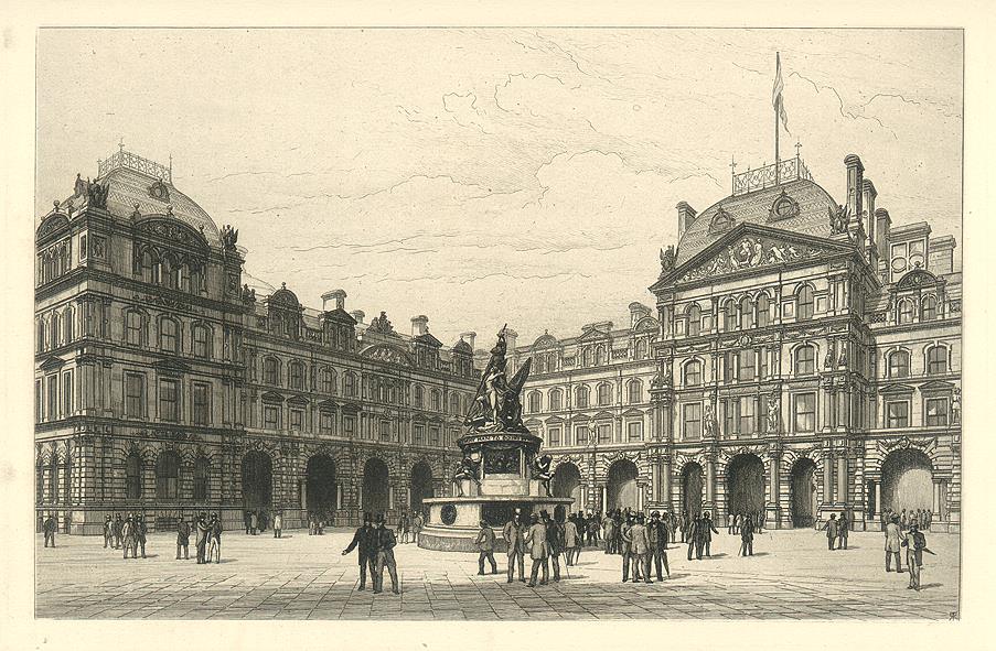 Lancashire, The Exchange, Liverpool, etching by P. Kent Thomas, 1882