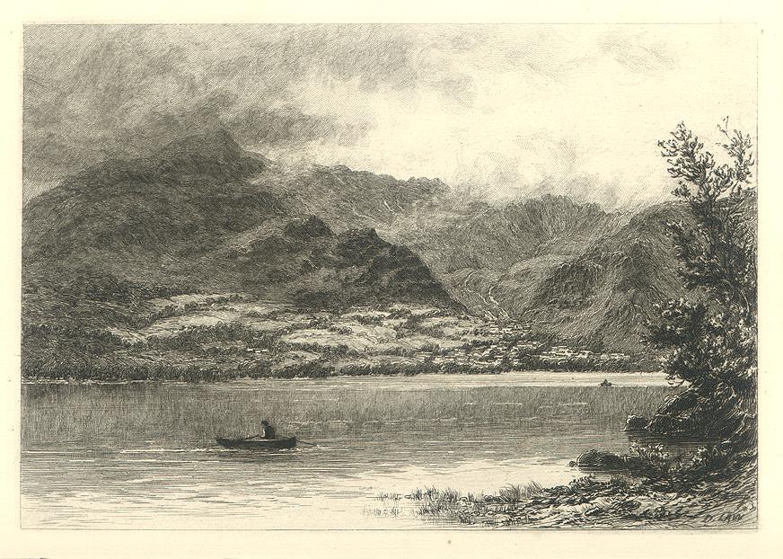 Lancashire, Coniston, etching by David Law, 1882