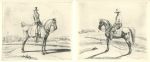 Pair of Horsemen, two etchings by Wilhelm von Kobell, c1850