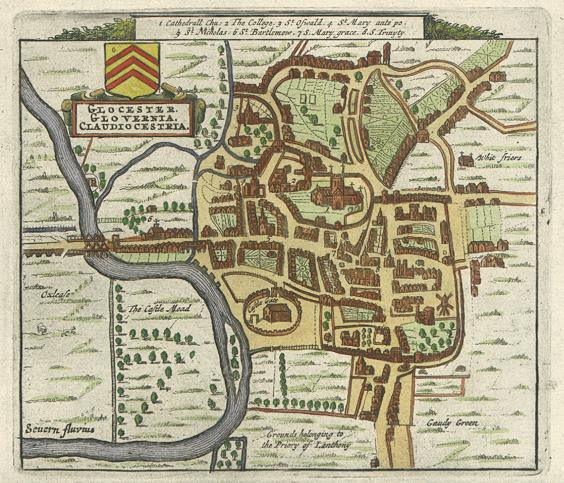 Gloucester plan, Van Der Aa, after John Speed, 1720