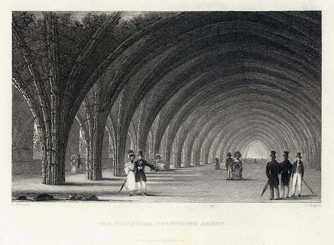 Yorkshire, Fountains Abbey Cloisters, 1836