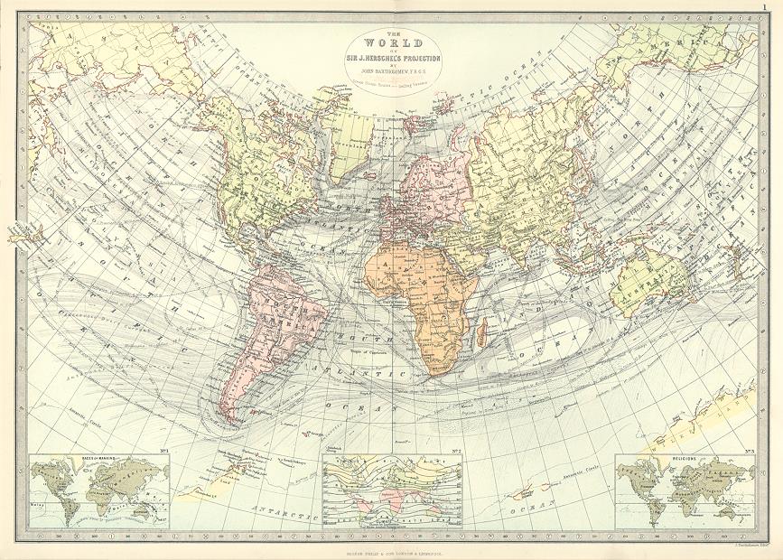 The World on Sir J. Hershel's Projection, 1885