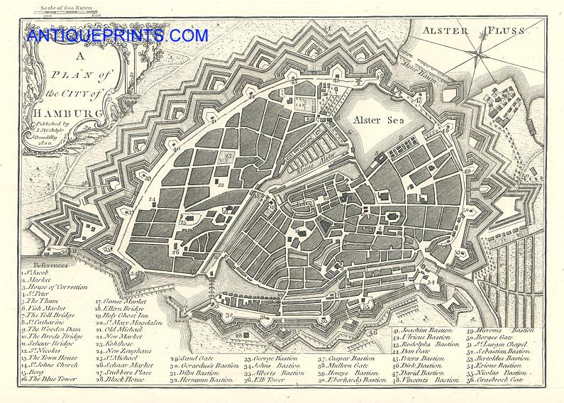 Germany, Hamburg city plan, 1776 / 1800