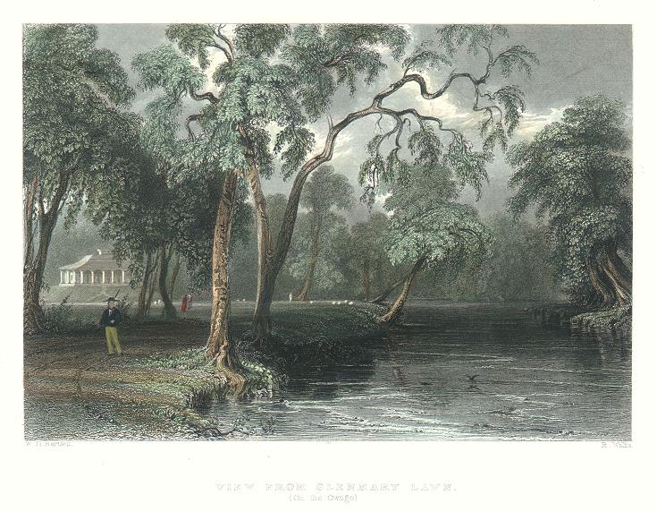USA, View from Glenmary Lawn, on the Owago, 1840