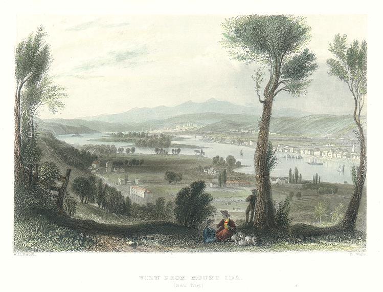 USA, View from Mount Ida, near Troy, 1840