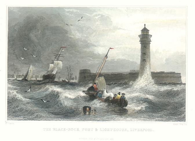 Liverpool, Black-Rock Fort & Lighthouse, 1832