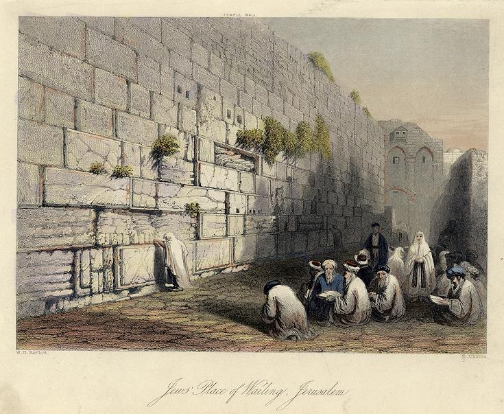 Jerusalem, Wailing Wall, 1860