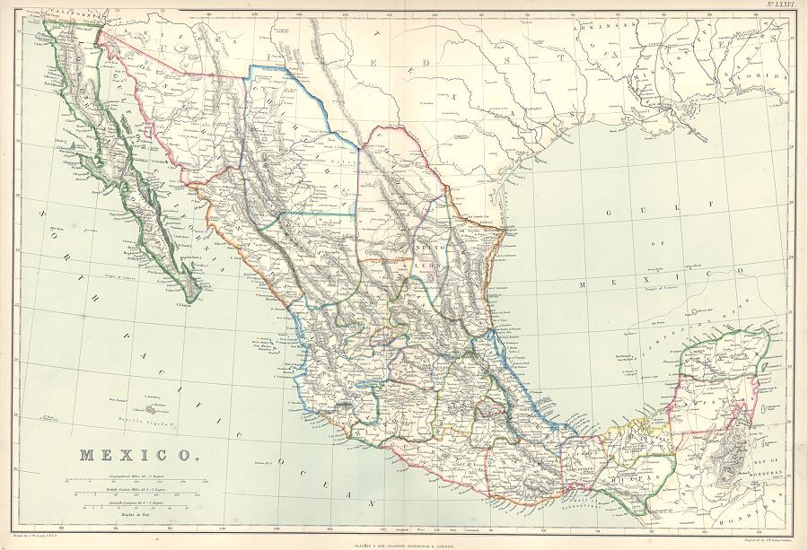 Mexico map, 1872