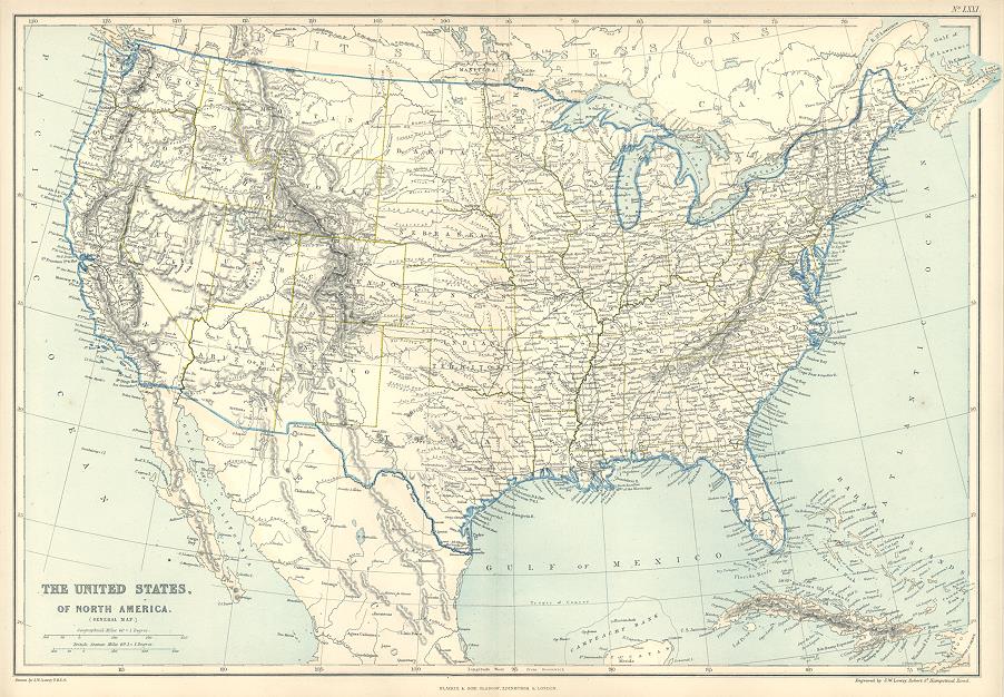 United States map, 1872