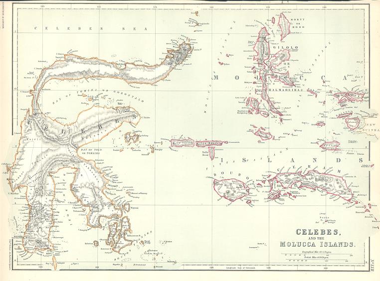 Celebes and the Molucca Islands map, 1872