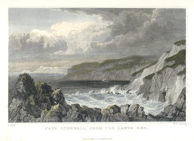 Cornwall, Cape Cornwall from Lands End, 1832