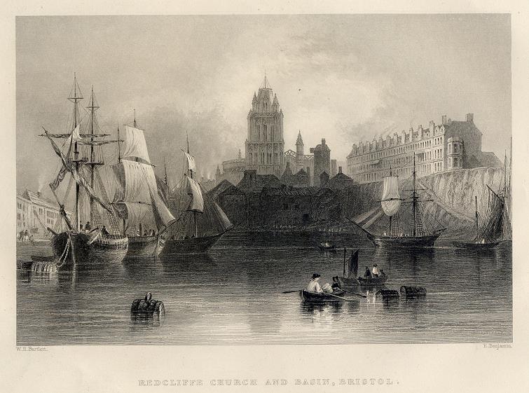 Bristol, Redcliffe Church and the Basin, 1842