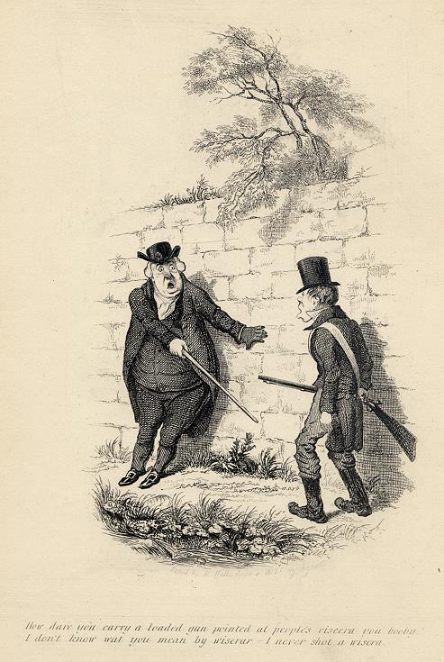 Cockney sporting caricature, Shooting, Robert Seymour, 1835 / 1878