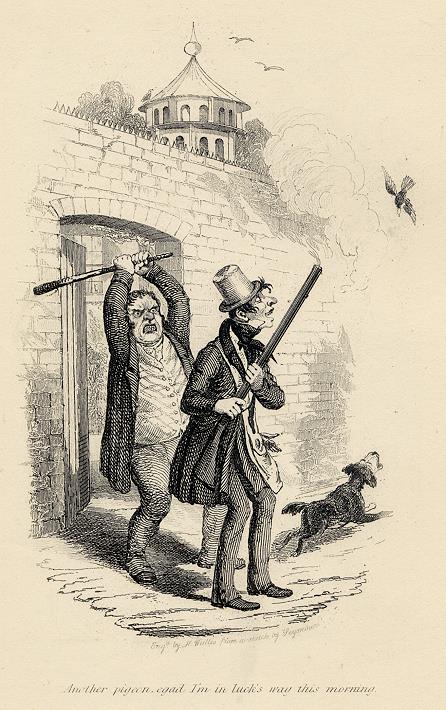 Cockney sporting caricature, shooting, Robert Seymour, 1835 / 1878