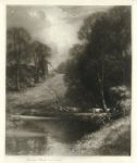 Country scene with cows, etching by Norman Hirst, about 1925