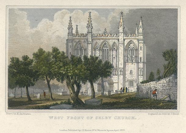 Yorkshire, West front of Selby Church, 1829