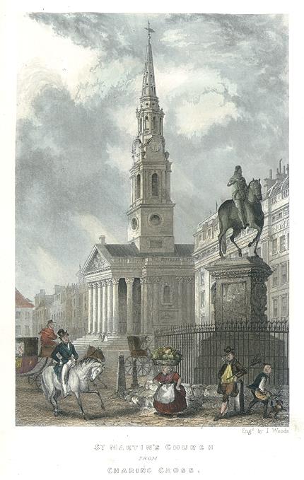 London, St. Martin's Church from Charing Cross, 1838