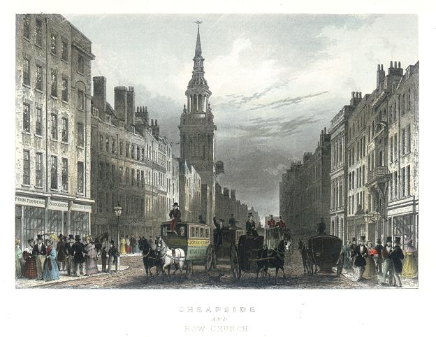 London, Cheapside and Bow Church, 1838