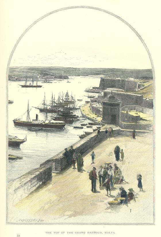 Malta, Grand Harbour in Valetta, 1891