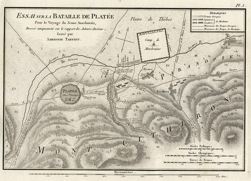 Ancient Greece, Plan of the Battle of Plataea (479 B.C.), 1825