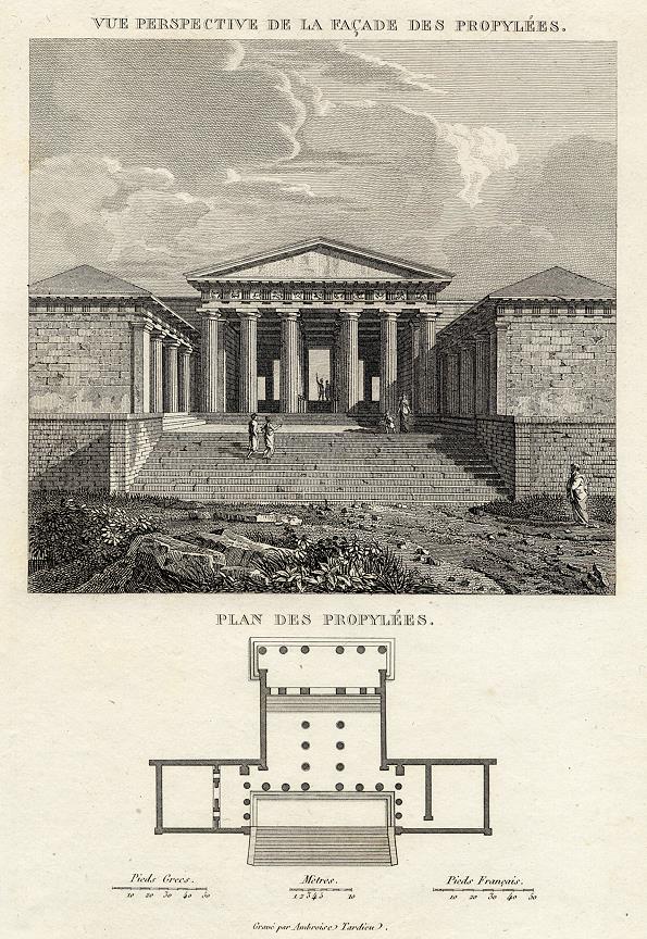 Ancient Greece, Plan and view of the Propylaea on the Acropolis, 1825