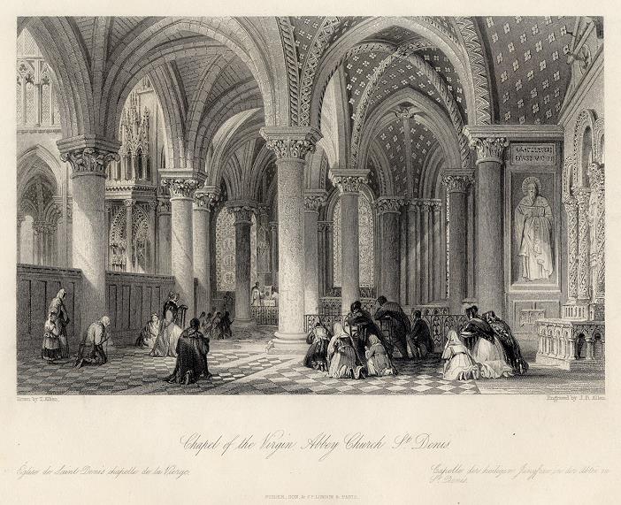 France, Paris, Interior of St.Denis (Chapel of the Virgin), 1840