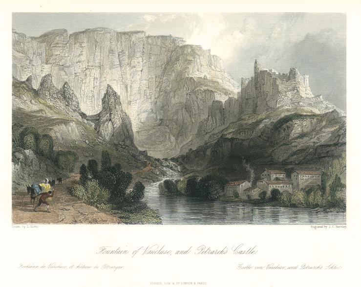 France, Fountain of Vaucluse & Petrarch's Castle, 1840