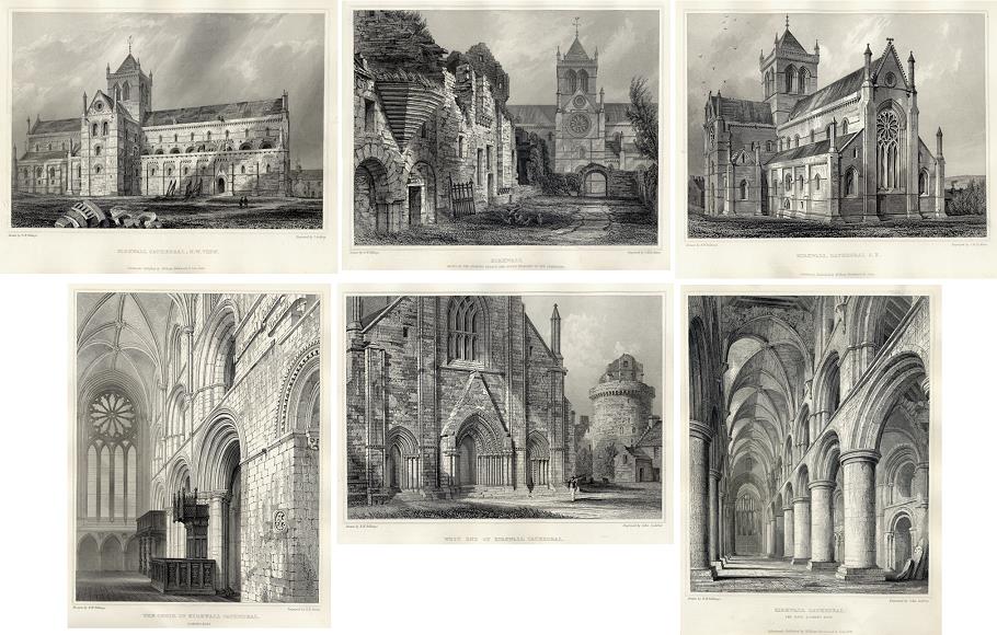 Scotland, Kirkwall Cathedral, 6 views by Billings, 1848