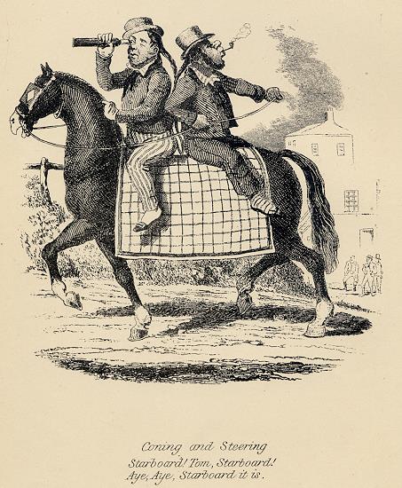 Cockney social caricature, equestrian, Robert Seymour, 1835 / 1878