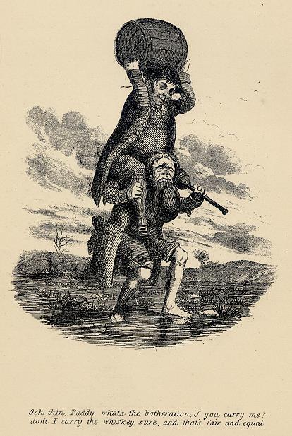 Cockney social caricature, Irish joke, Robert Seymour, 1835 / 1878