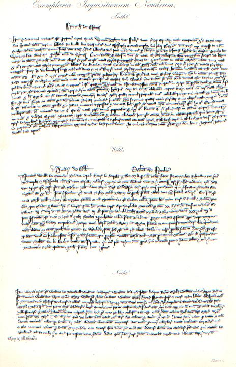 Nonarum Inquisitions example, facsimile of 1819