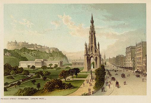 Scotland, Princes Street Edinburgh, looking west, 1894