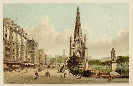 Scotland, Sir Walter Scott's Monument and Princes Street, Edinburgh, 1894