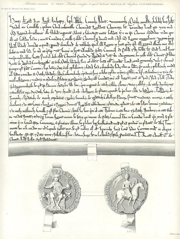 Libertates Canonicis S. Trin London from Rymer's Foedera, facsimile of 1819