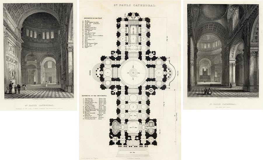 St.Paul's Cathedral (3 prints), 1836